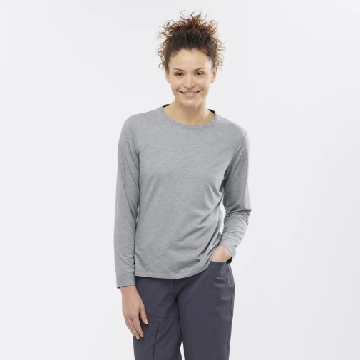 Grey Salomon Essential Tencel Long Sleeve Women's T-Shirts | IE LF8729